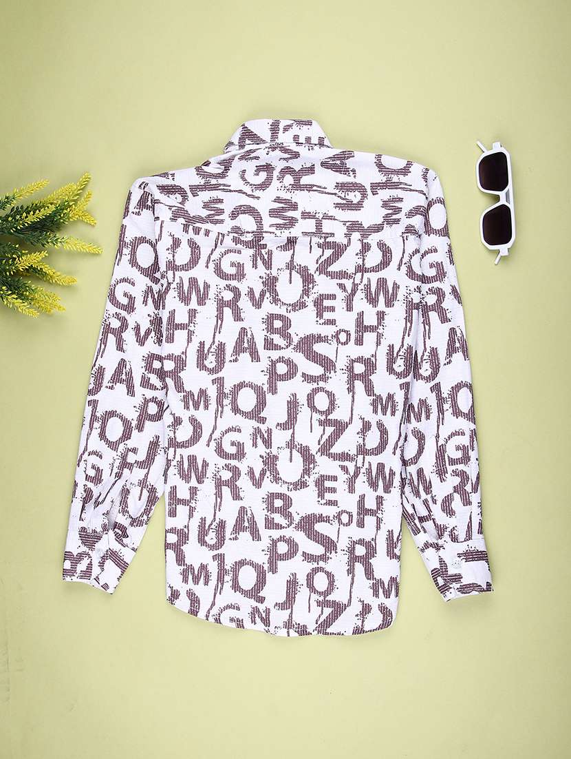 boys typographic long sleeve casual shirt - 22031897 -  Standard Image - 1