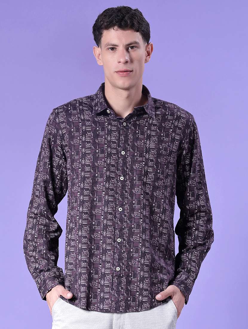 men printed long sleeve regular fit casual shirt - 22031934 -  Standard Image - 1