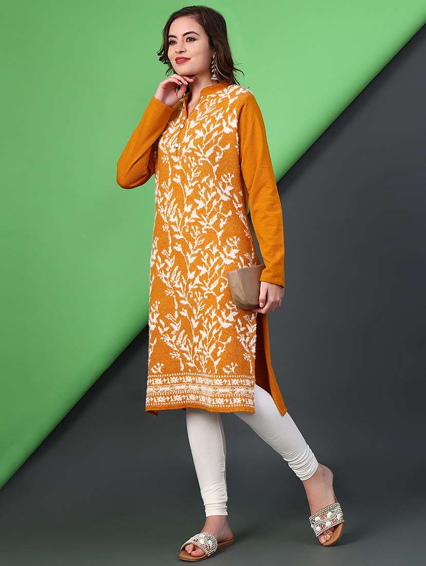women self designed long sleeve woolen kurta - 22031959 -  Standard Image - 1
