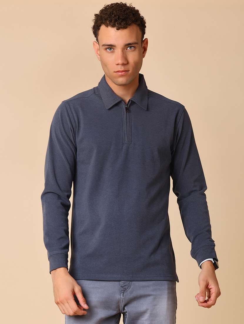 men self design long sleeve regular fit polo t-shirt - 22031979 -  Standard Image - 1