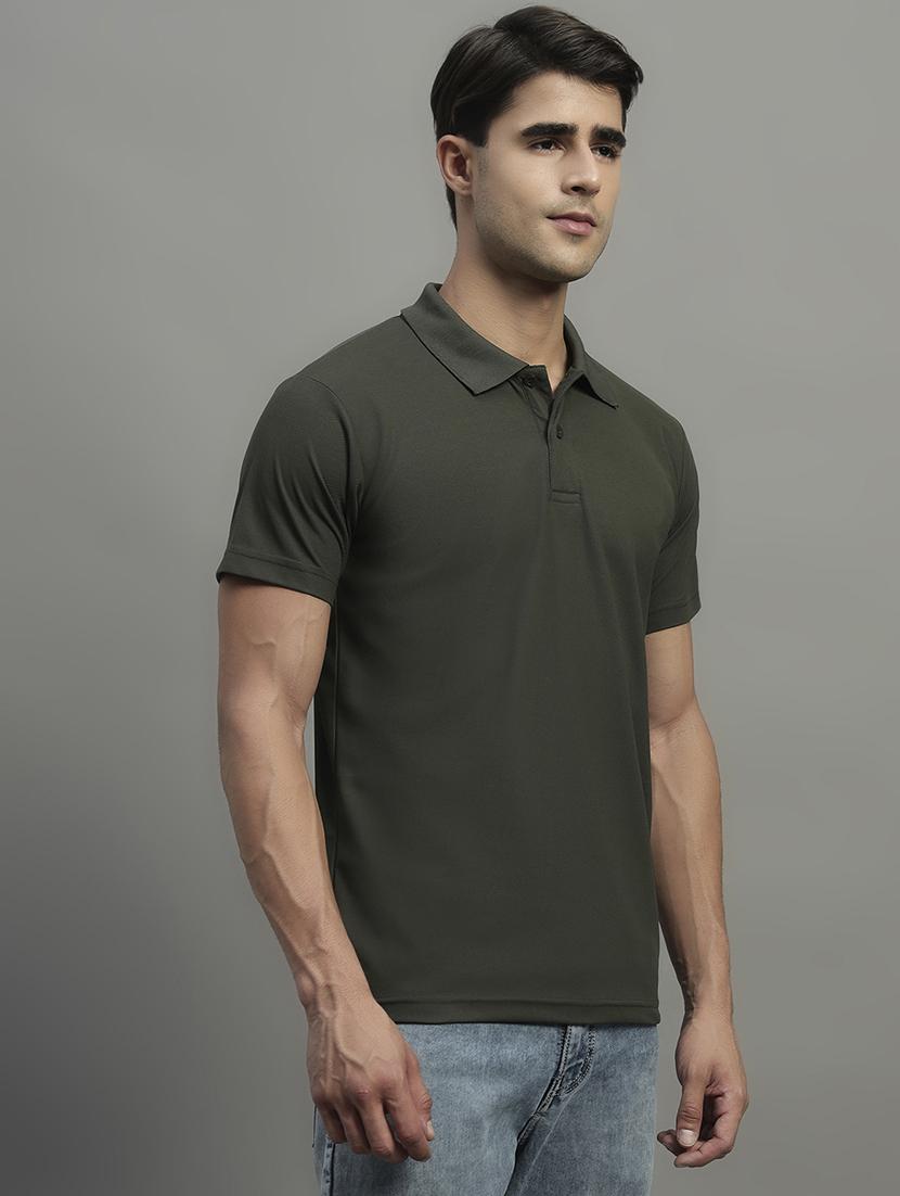 olive polyester plain tshirt - 22032175 - Standard Image - 1