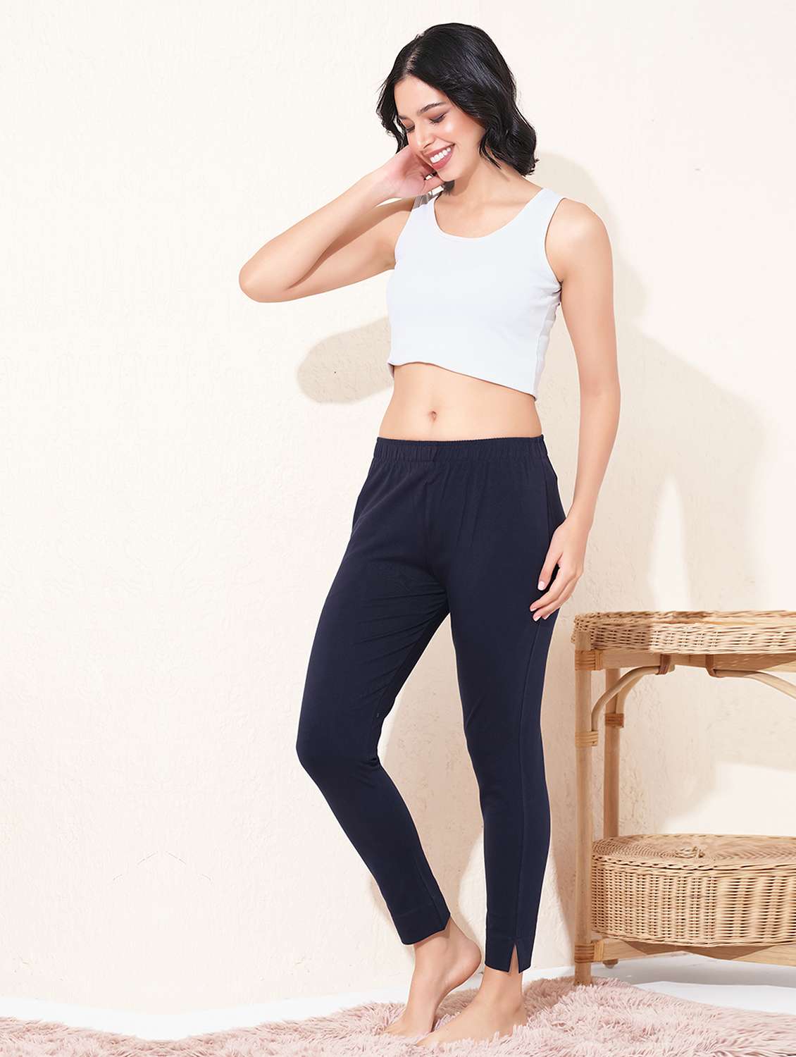 women solid mid rise ankle length legging - 22032195 -  Standard Image - 1
