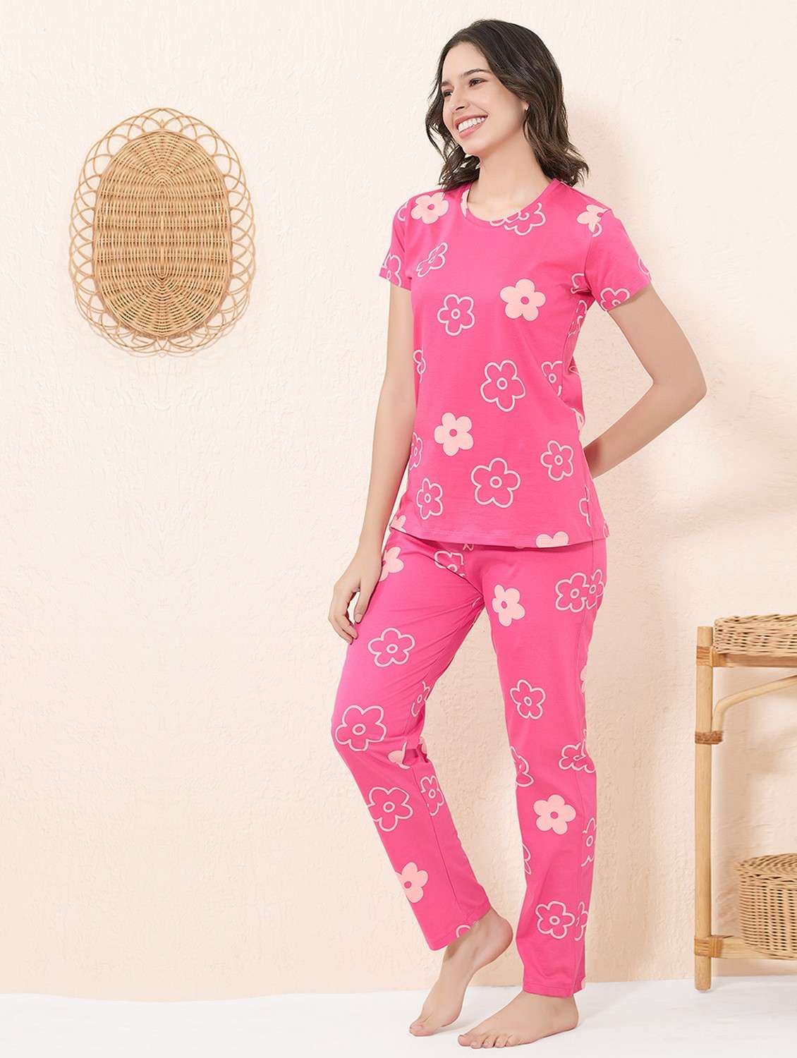 women printed nightwear pyjama set - 22032202 -  Standard Image - 1