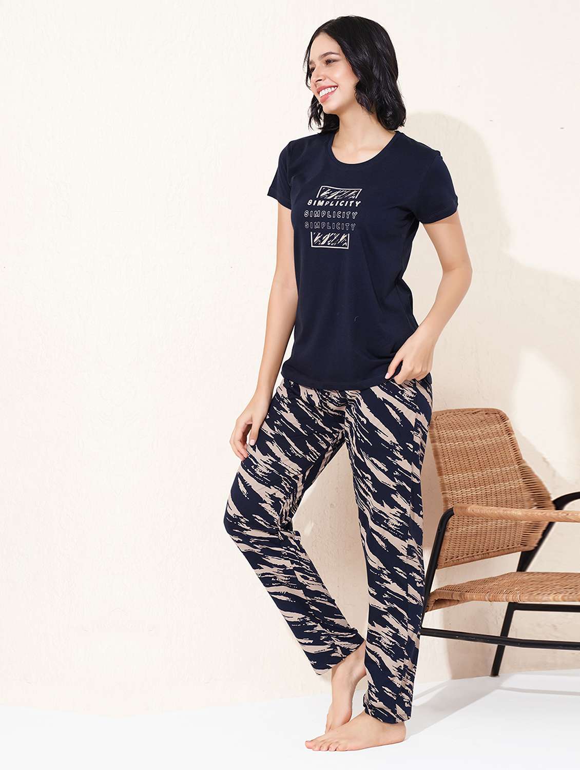 women printed nightwear pyjama set - 22032203 -  Standard Image - 1