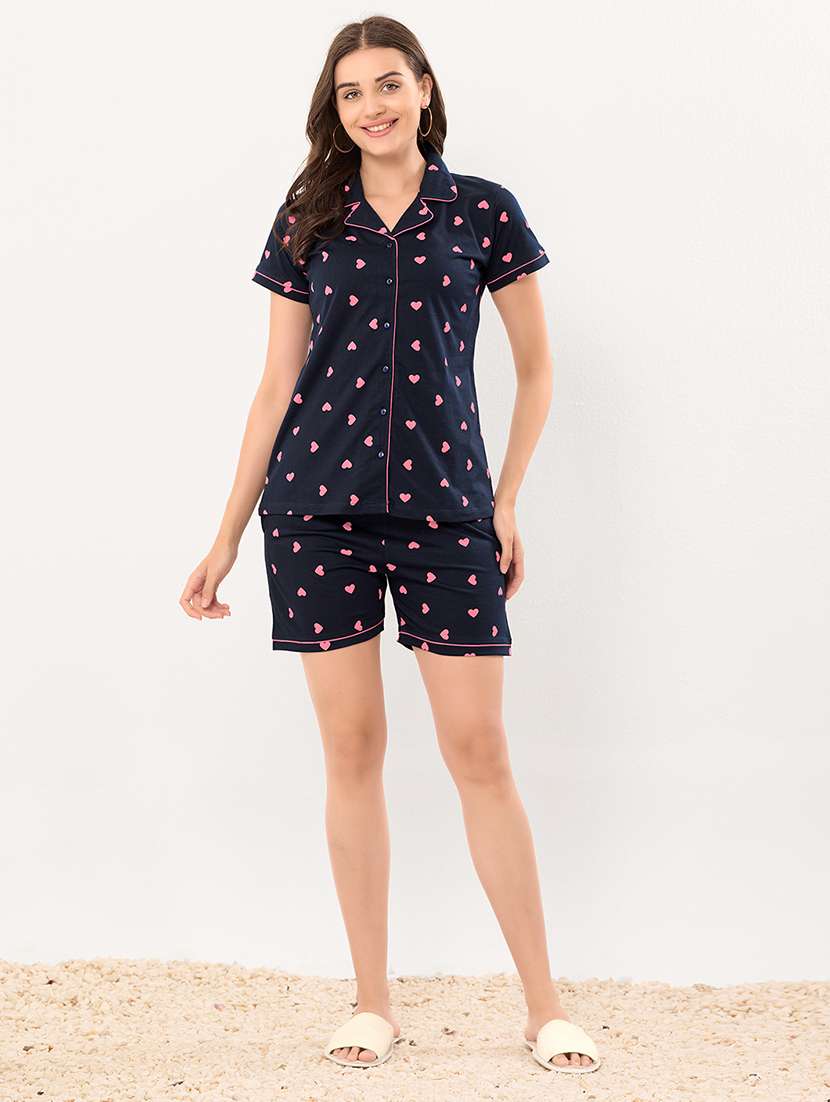 women printed nightwear shorts set - 22032215 - Zoom Image - 0