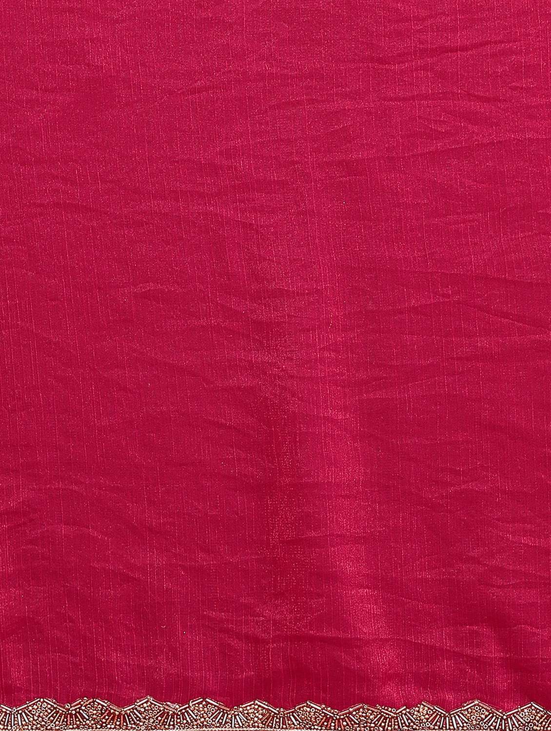 women solid with bordered embellished saree with blouse - 22032252 -  Standard Image - 6