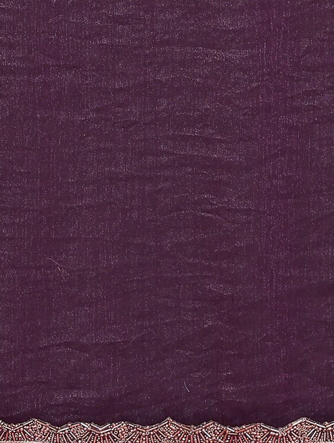 women solid with bordered embellished saree with blouse - 22032254 -  Standard Image - 6