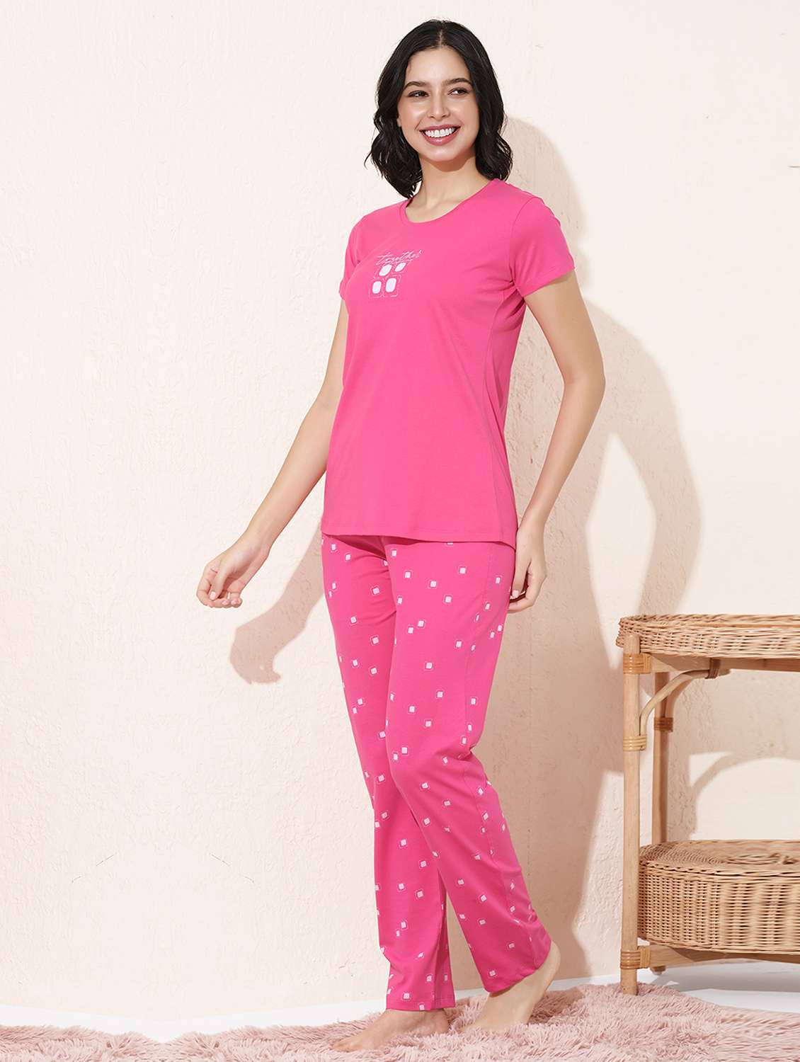 women printed nightwear pyjama set - 22033349 -  Standard Image - 1