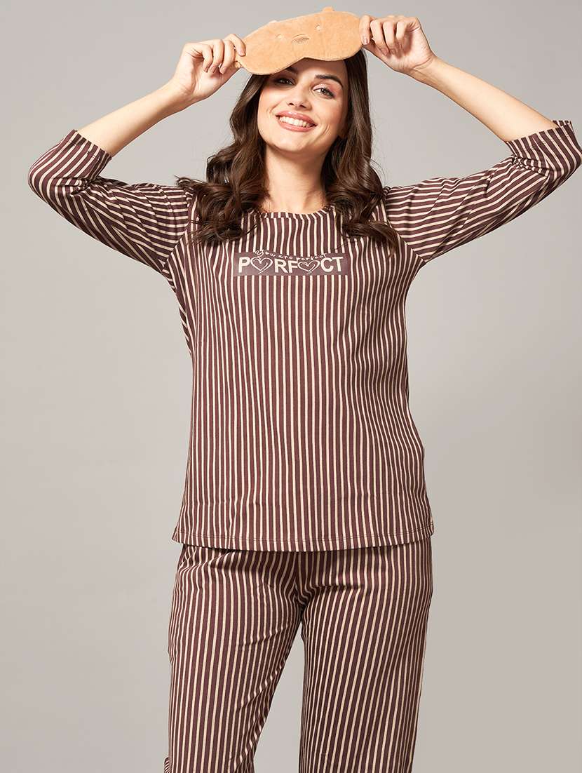 women striped nightwear pyjama set - 22033374 -  Standard Image - 4