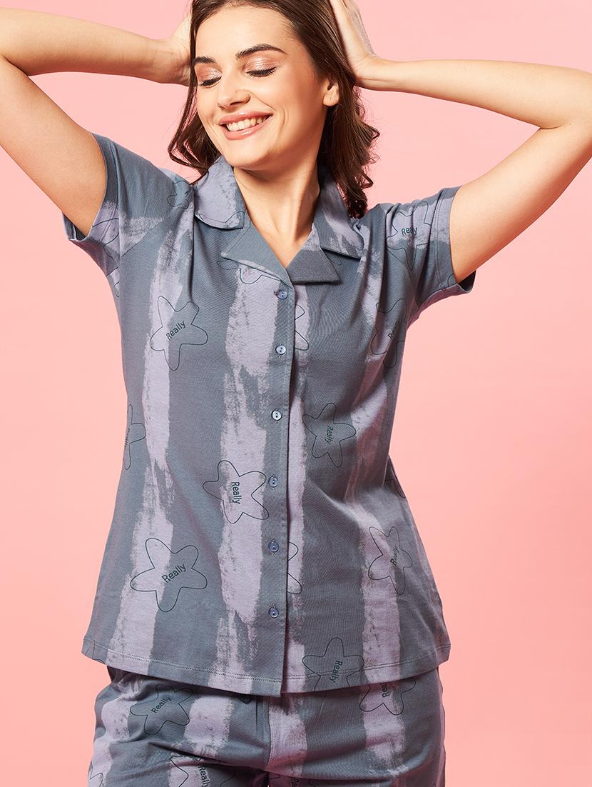women printed nightwear shorts set - 22033378 - Standard Image - 4