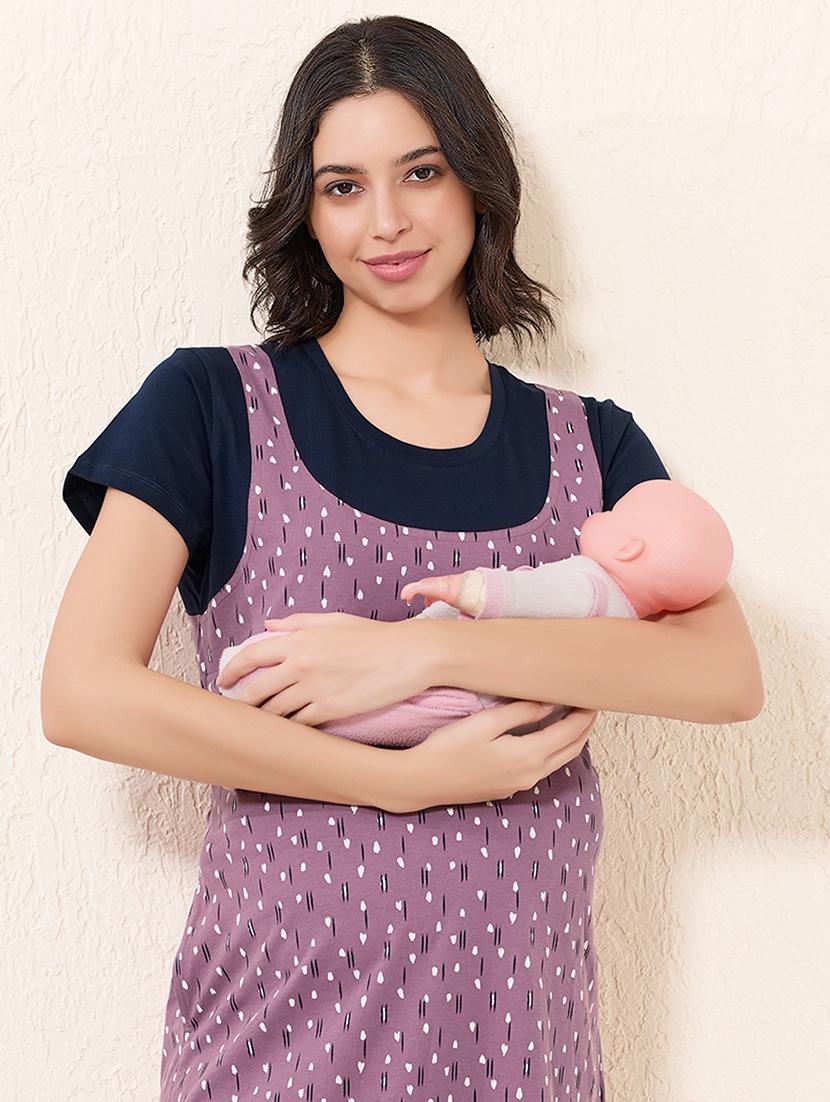 womenprinyed short sleeve maternity wear sleepshirt - 22033383 - Standard Image - 4
