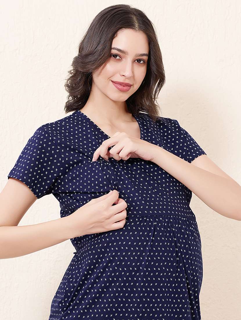 women printed short sleeve maternity wear sleepshirt - 22033392 -  Standard Image - 4