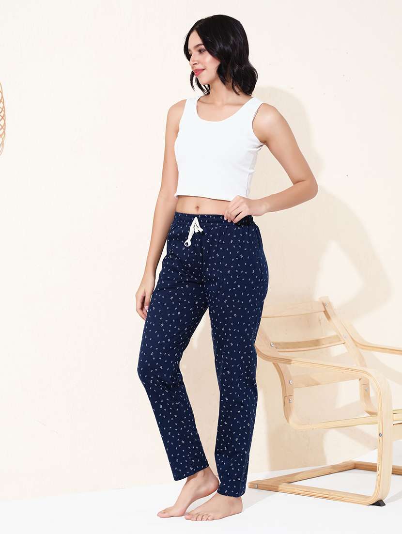 women printed mid rise loungewear pajama - 22033396 -  Standard Image - 1