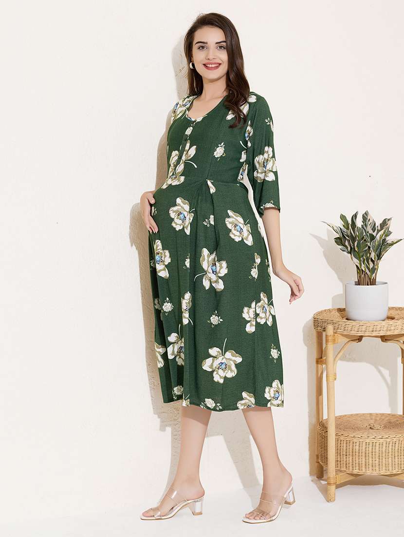 women printed short sleeve maternity wear dress - 22033399 -  Standard Image - 1