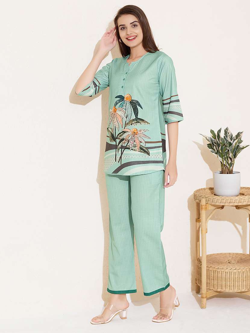 women printed top and trouser co-ord set - 22033400 -  Standard Image - 1