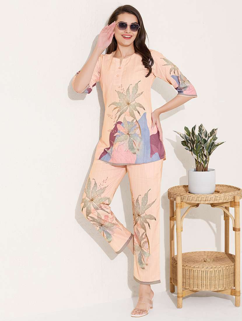 women printed top and trouser co-ord set