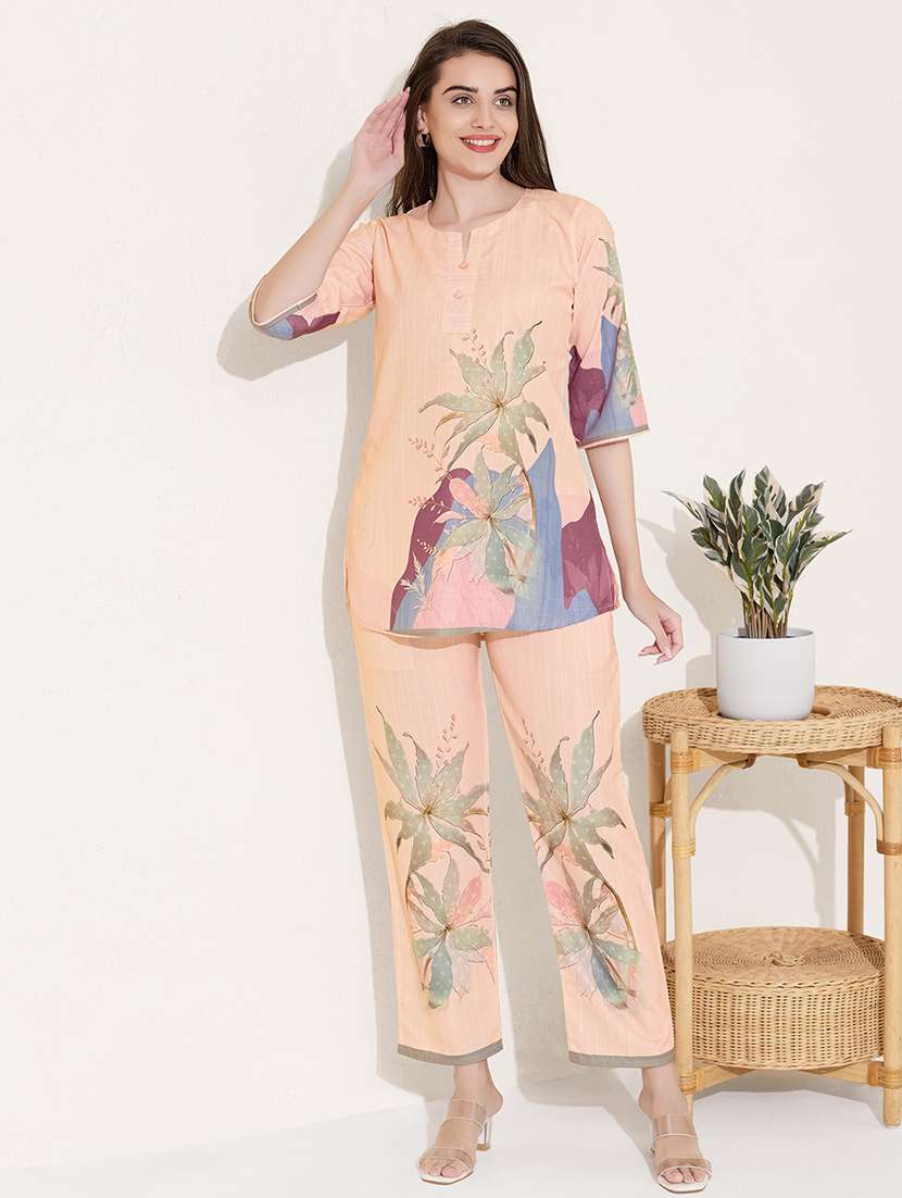 women printed top and trouser co-ord set - 22033402 -  Standard Image - 1