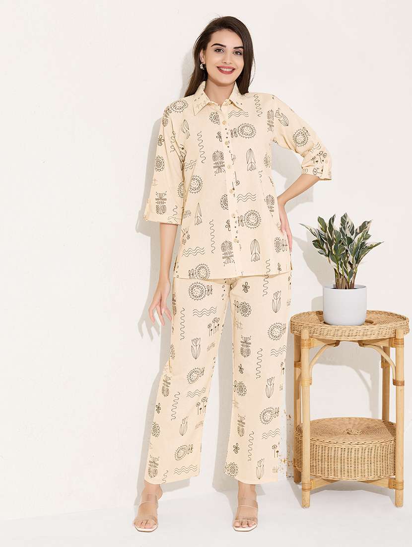 women printed shirt and trouser co-ord set - 22033403 -  Standard Image - 1