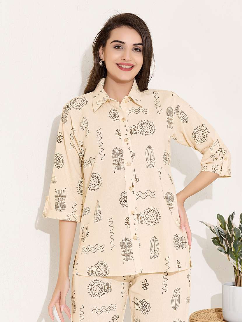 women printed shirt and trouser co-ord set - 22033403 -  Standard Image - 4