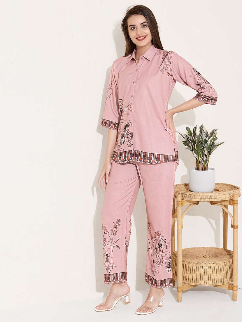 women printed shirt and trouser co-ord set - 22033406 -  Standard Image - 1