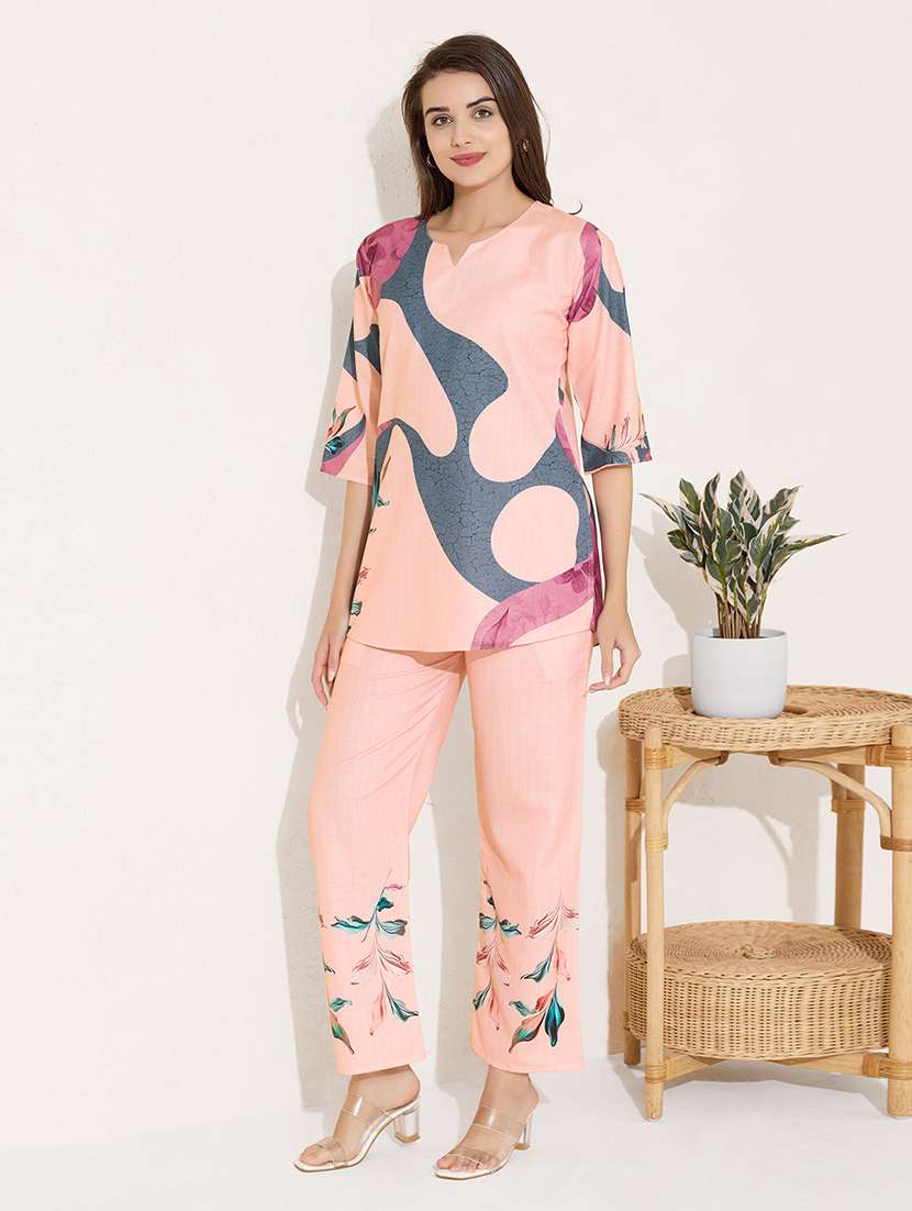 women printed top and trouser co-ord set - 22033407 -  Standard Image - 1