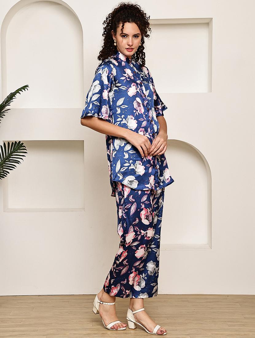 women printed shirt and trouser co-ord set - 22033426 - Standard Image - 1