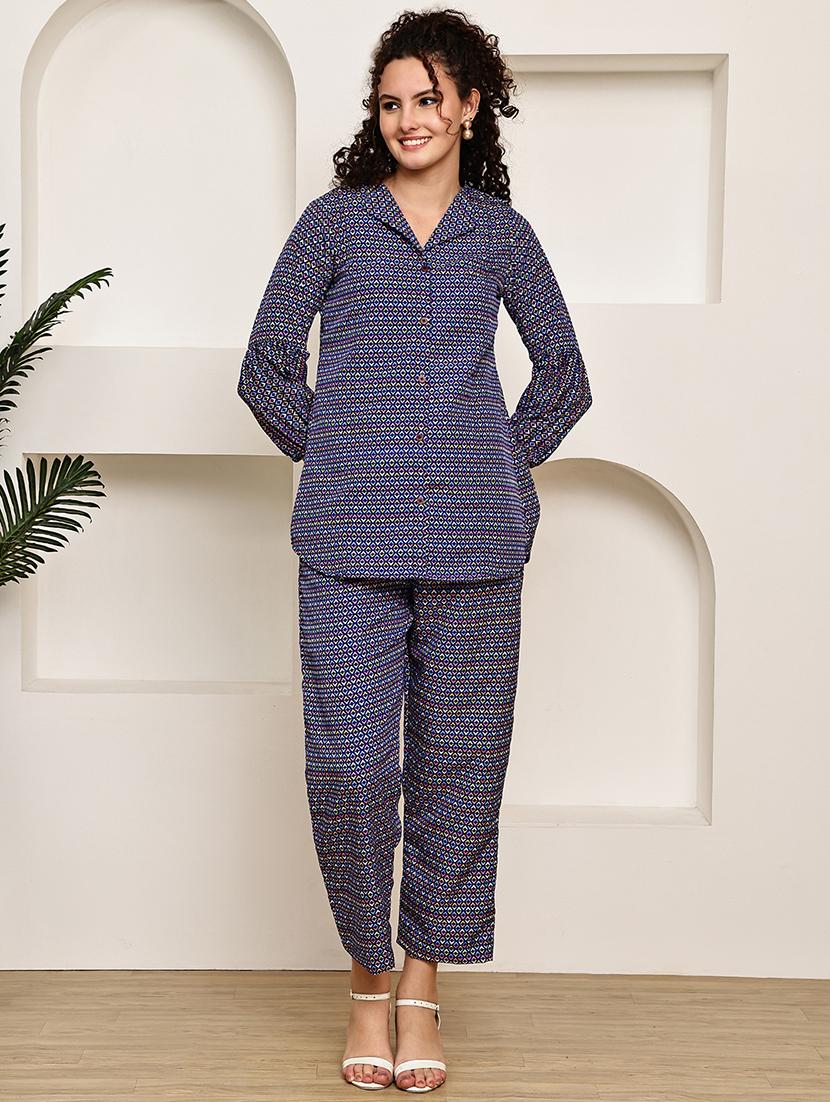 women printed shirt and trouser co-ord set - 22033427 -  Standard Image - 1