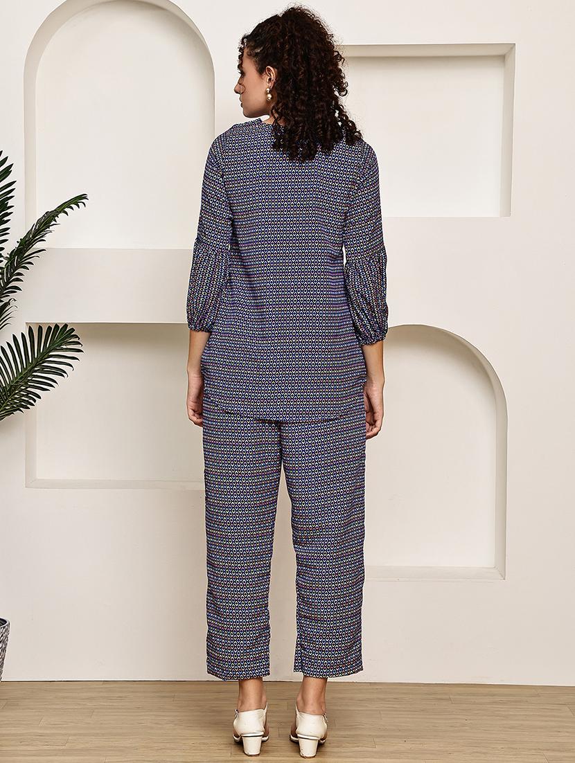 women printed shirt and trouser co-ord set - 22033427 - Standard Image - 4