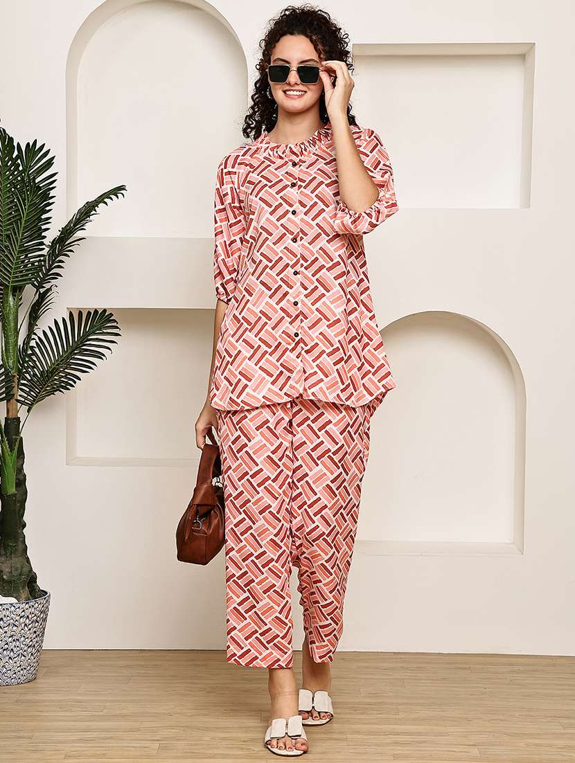 women printed top and trouser co-ord set