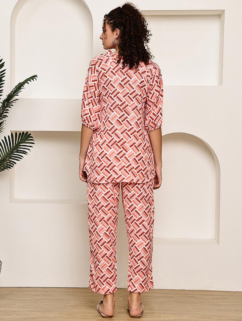women printed top and trouser co-ord set - 22033431 - Standard Image - 4