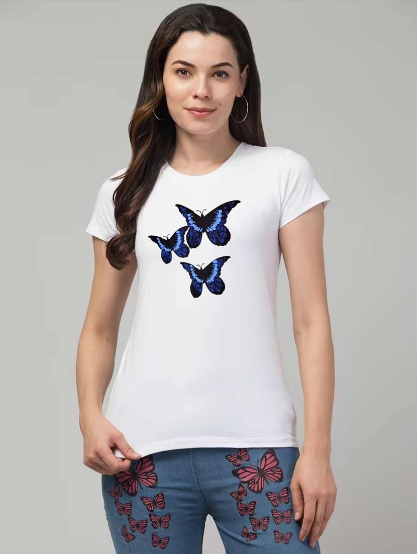 women printed short sleeve regular fit t-shirt