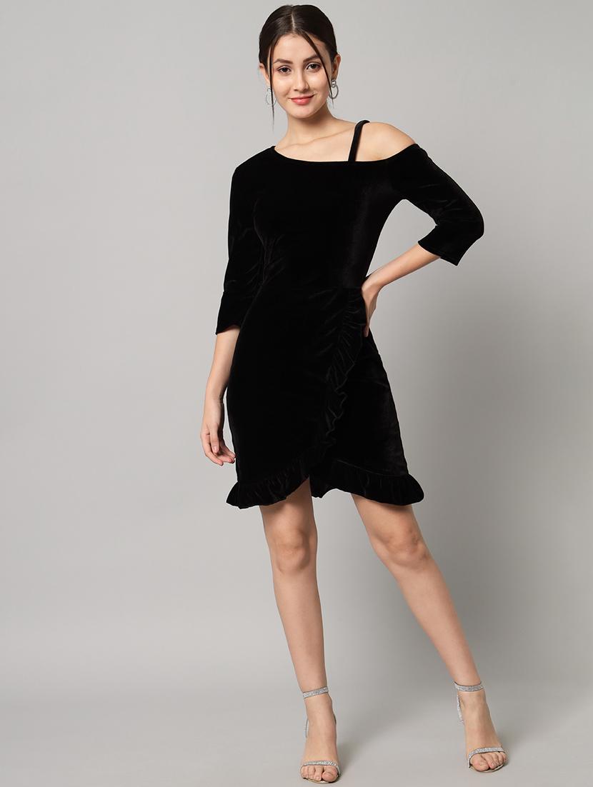 women solid asymmetric neck sheath dress - 22033465 - Standard Image - 4