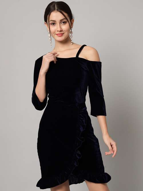 women solid asymmetric neck sheath dress - 22033468 - Standard Image - 0
