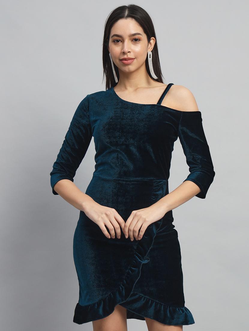 women solid asymmetric neck sheath dress - 22033469 -  Zoom Image - 0