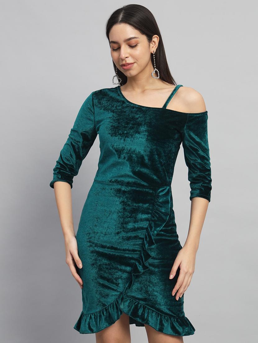 women solid asymmetric neck sheath dress - 22033470 -  Zoom Image - 0