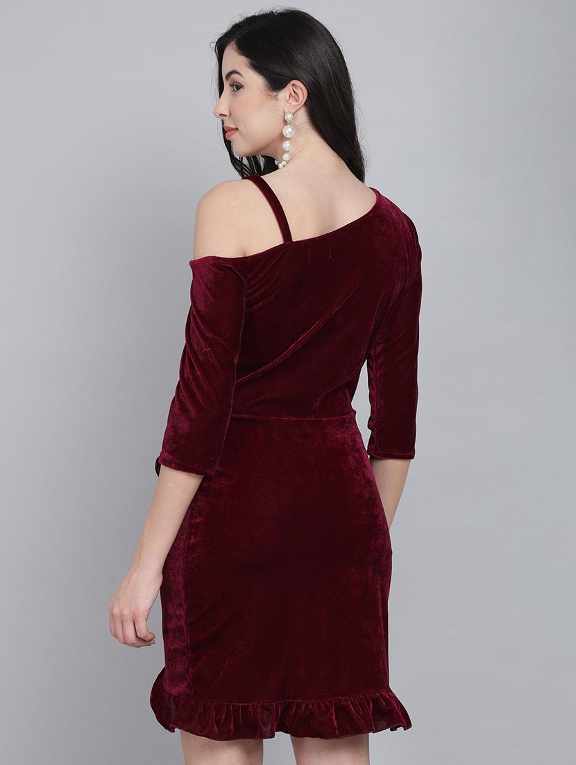 women solid asymmetric neck sheath dress - 22033471 - Standard Image - 4
