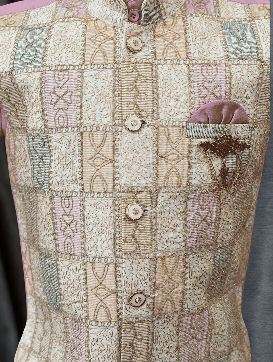 boys solid kurta and pyjama with embroidered nehru jacket  - 22033575 -  Standard Image - 6