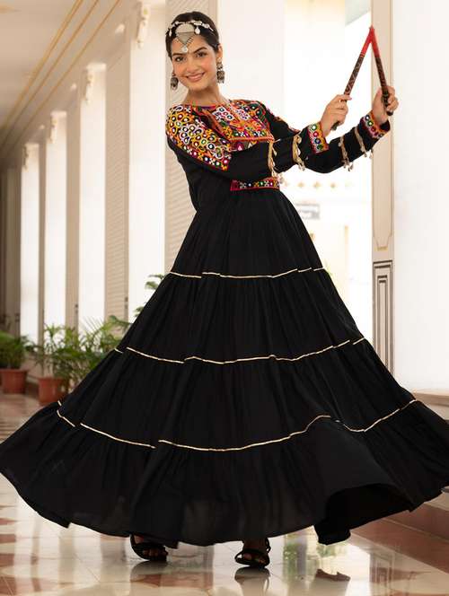 women embroiderd long sleeve fit & flare ethnic dress - 22033581 -  Standard Image - 0