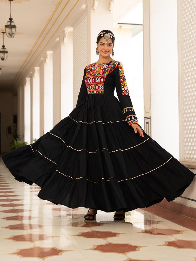 women embroiderd long sleeve fit & flare ethnic dress - 22033581 -  Standard Image - 1
