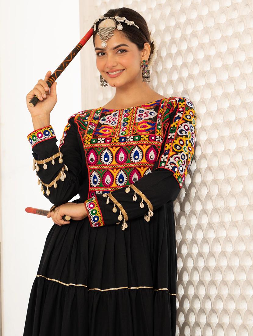 women embroiderd long sleeve fit & flare ethnic dress - 22033581 - Standard Image - 4