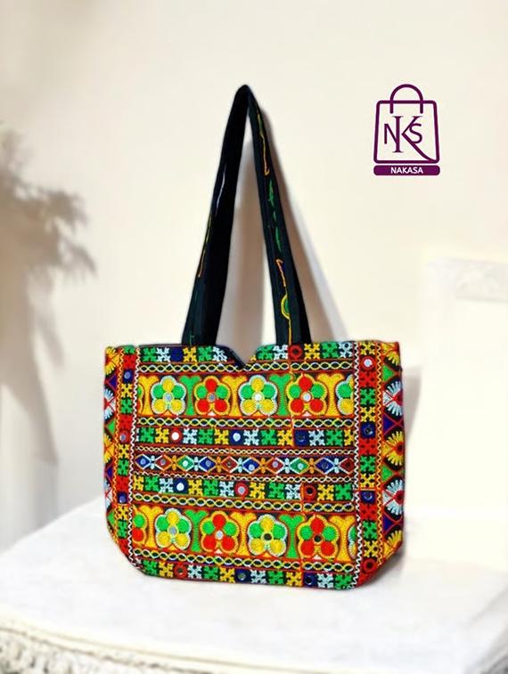 embroidered double-sided handmade tote bag - 22033643 - Standard Image - 1