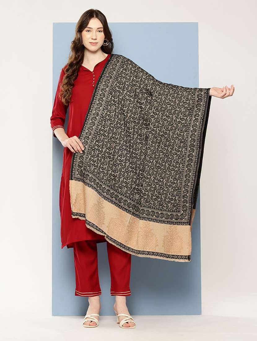 women paisley reversible shawl