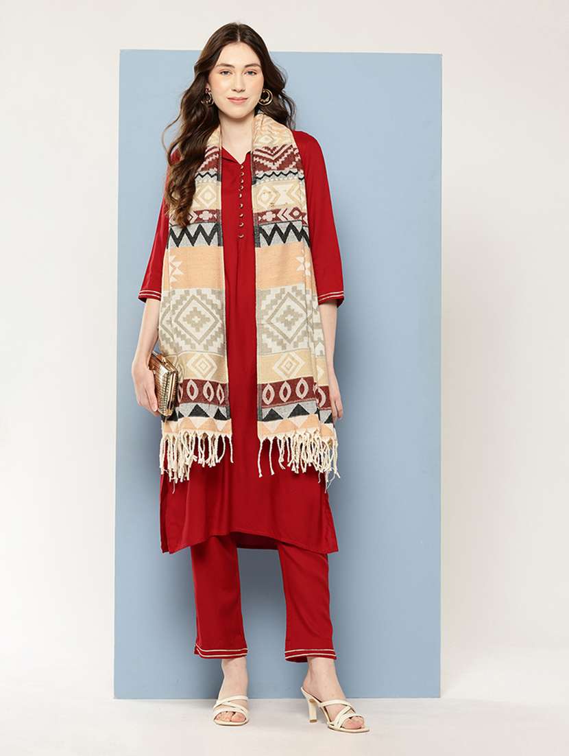 women self design reversible shawl - 22033700 -  Standard Image - 1