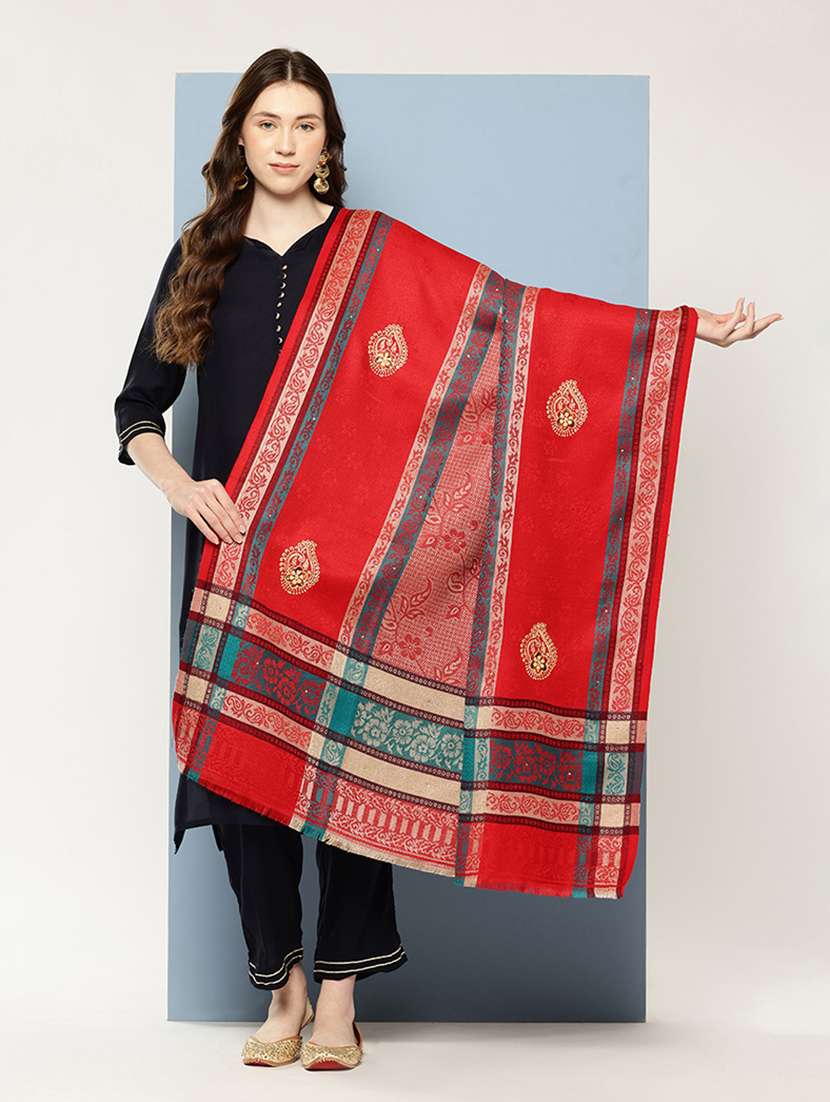 women self design reversible shawl