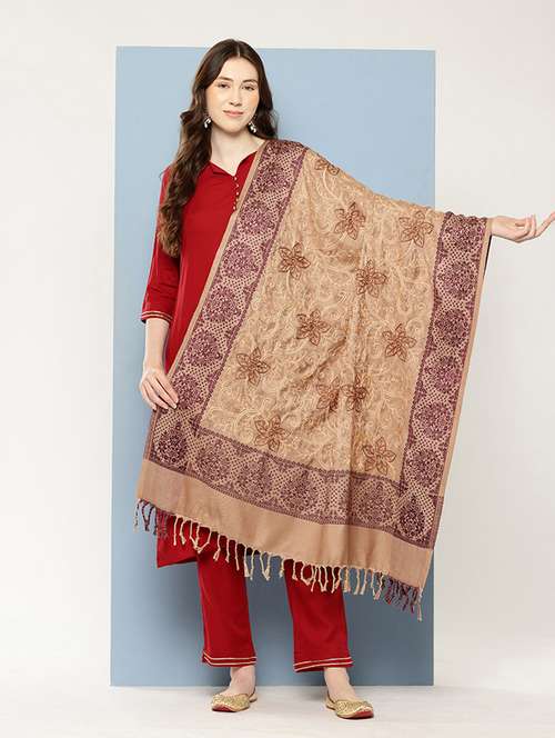 women self design reversible shawl - 22033705 -  Standard Image - 0