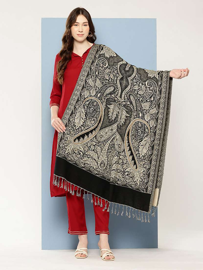 women paisley reversible shawl