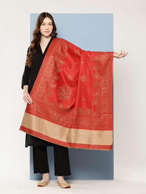 women self design reversible shawl - 22033708 -  Standard Image - 0
