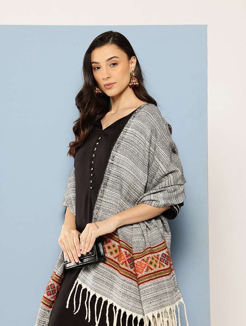 women self design reversible shawl - 22033710 -  Standard Image - 1