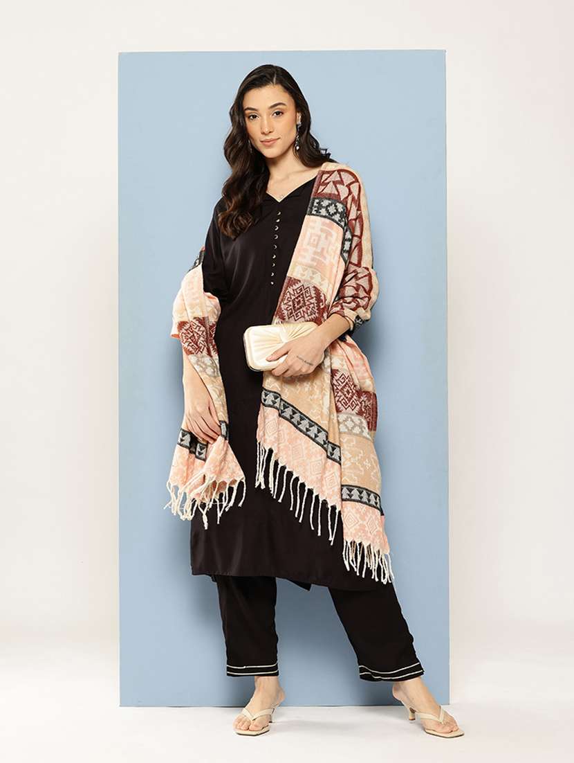 women self design reversible shawl - 22033714 -  Standard Image - 1