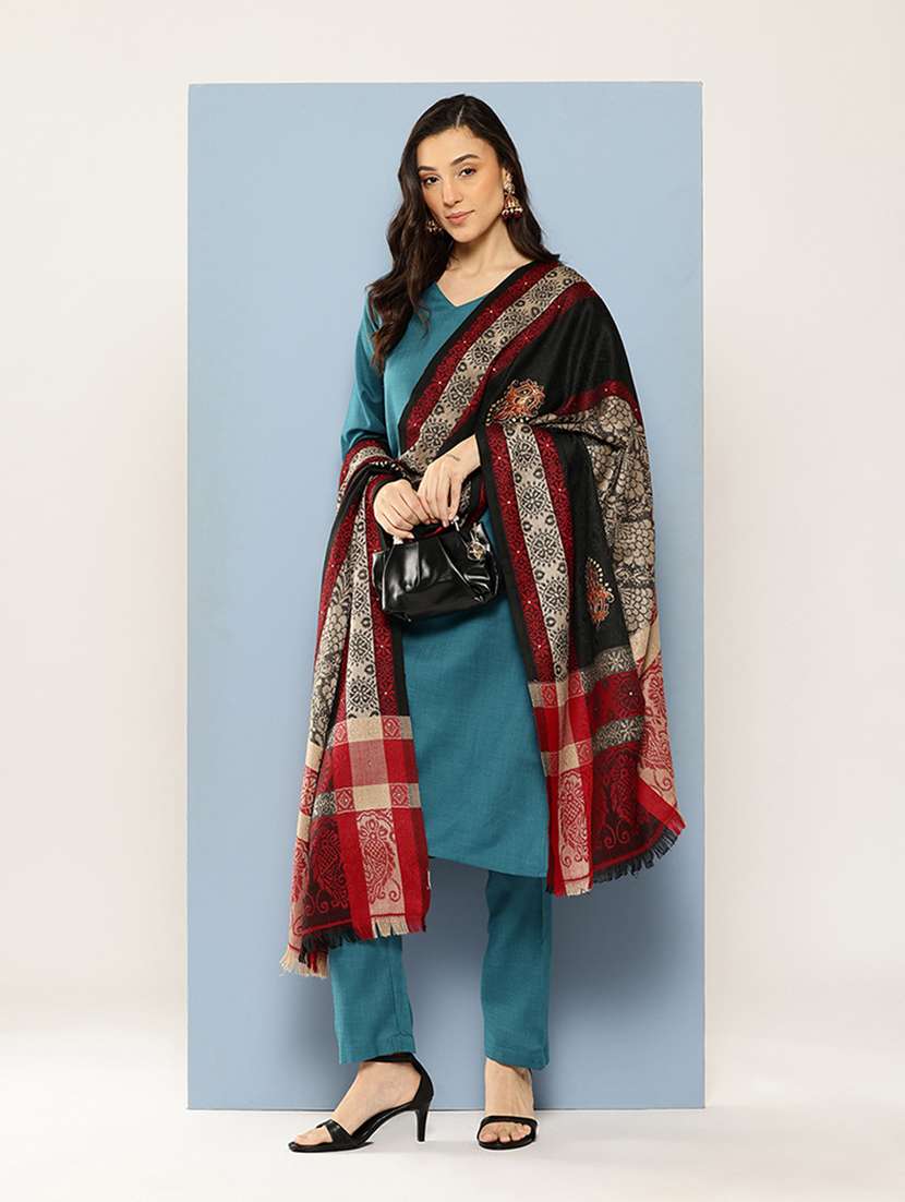 women self design reversible shawl - 22033720 -  Standard Image - 1